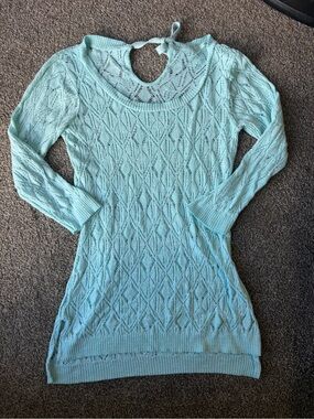 Maurices Mint Open-Knit Scoop Neck Sweater Tunic